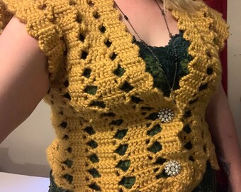 Crocheted Gold Cardigan