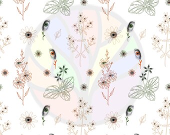 Eye Flowers Seamless Pattern PNG, Floral Fantasy Digital Paper, Unique Fabric Design