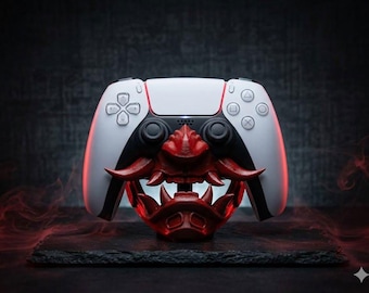 Oni Demon Controller Stand, DualSense Halter, japanische Maske Gaming Decor, 3D gedrucktes Zubehör