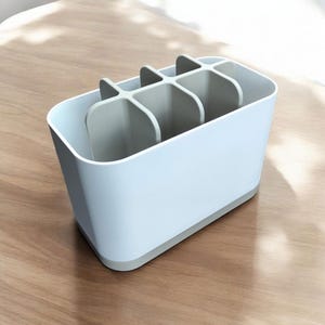 Handmade Ribbed Bathroom Organizer | Modern Countertop Storage image 5