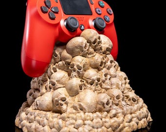 Soporte para mando con forma de calavera, decoración gótica para videojuegos, organizador de escritorio de terror.