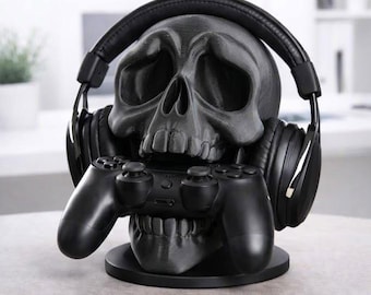Skull Controller & Headset Ständer - Gaming Schreibtisch Organizer für xbox, ps5, ps4, gruseliges Geschenk für Gamer