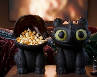 Bol para palomitas de maíz con forma de dragón, soporte para aperitivos de fantasía, decoración para noches de cine, material biodegradable.