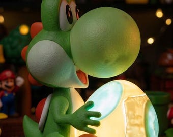 3D Printed Yoshi Popcorn Bowl Lamp, Fantasy Gaming Decor, Night Light, PLA Material
