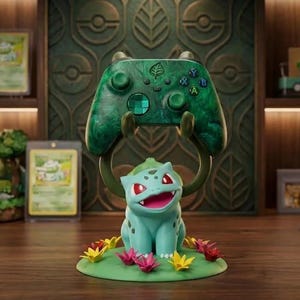 Bulbasaur - inspired Controller Holder - Headphone Stand, 3D Printed Gamer Desk Decor controll holder