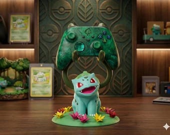 Bulbasaur - inspired Controller Holder - Headphone Stand, 3D Printed Gamer Desk Decor controll holder