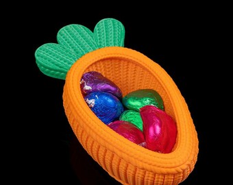 Gehaakte wortelkom – paassnoephouder, mandje lentetraktatie, tafelstuk