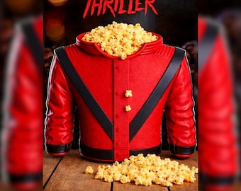 Cubo para palomitas con la chaqueta de Thriller de Michael Jackson – Tazón para aperitivos de película impreso en 3D