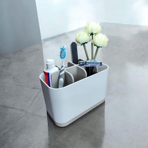 Handmade Ribbed Bathroom Organizer | Modern Countertop Storage image 8