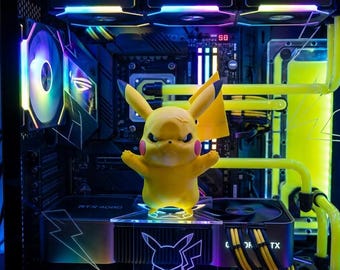 Elektrisch Pikachu-chibi-figuur, op cartoons geïnspireerd bureaudecor, biologisch afbreekbaar materiaal