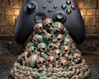 Skull Controller Holder Stand, Gothic Gaming Decor, Horror Desk Organizer