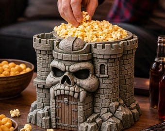 Hand Painted gray skull - Inspired Castle Popcorn Bucket | Fantasy Decor