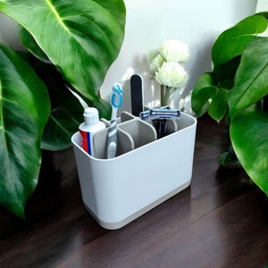 Handmade Ribbed Bathroom Organizer | Modern Countertop Storage image 4