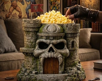 Hand Painted Grayskull Castle Popcorn Bucket | Fantasy Decor
