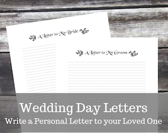 Wedding Day Letters, A Letter to my Bride and Groom - PDF Instant Download