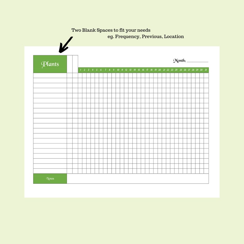 Plant Watering Schedule Printable PDF Etsy