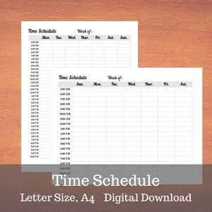Zeitplan druckbar, Wochenplan, Zeitblocker Planer - PDF Sofort Download