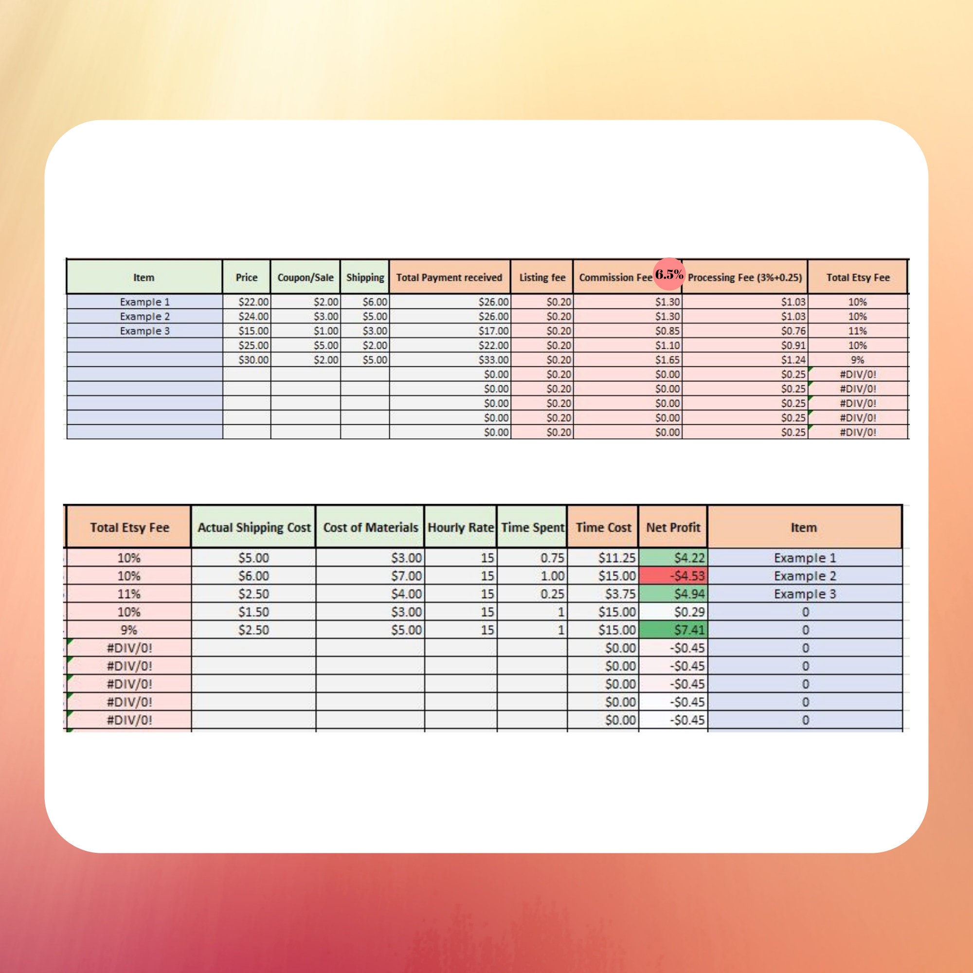 Etsy Fee Calculator Excel Template Digital Download Etsy UK
