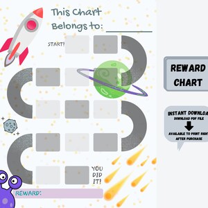 Printable Space Reward Chart | INSTANT DOWNLOAD Children&#39;s Reward Chart |
