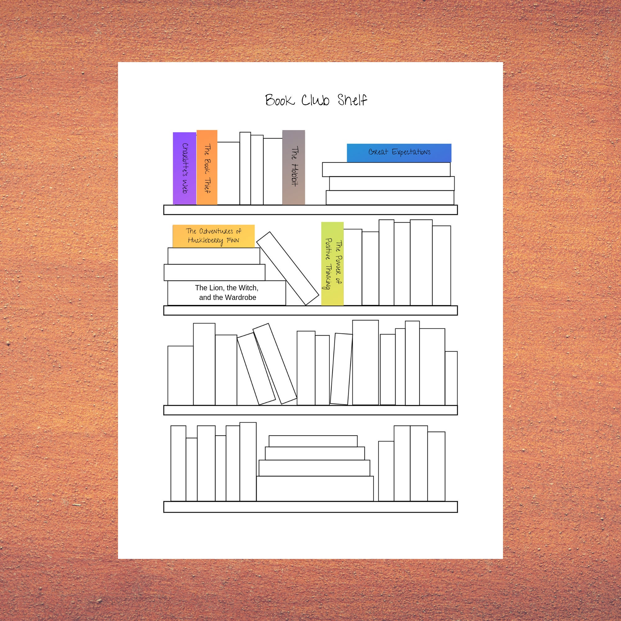 Bookshelf Tracker Printable | Reading Tracker | Letter Size, Instant ...