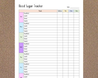 Blood Sugar Tracker, Blood Glucose Log, Health Tracker, Diabetic Tracker - Instant Download