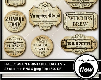 Étiquettes imprimables d'Halloween (DSF-HWNLBL-2)