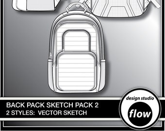 Pack de 2 fichiers vectoriels plats de croquis techniques (DSF-BP-2)