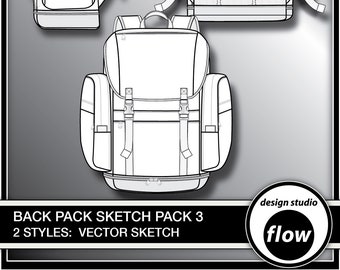 Pack de 3 fichiers vectoriels plats de croquis techniques (DSF-BP-3)