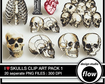 I Love Skulls Clipart Pack (DSF-SKL-1)