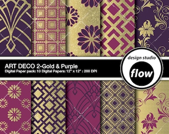 Digital Paper Pack-Art Déco 2-Gold - Purple (DSF-ADPP-5)