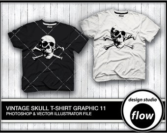 Crâne et Crossbones Graphic T-Shirt Design-Layered Photoshop File - Vector Illustrator File (DSF-AG-11)