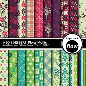 Neon Dessert-Floral Motive - digitale Papierpack (DSF-SFPP-8)
