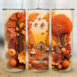 3D Autumn Landscape - Tumbler Wrap - Digital Sublimation Design - Instant Download