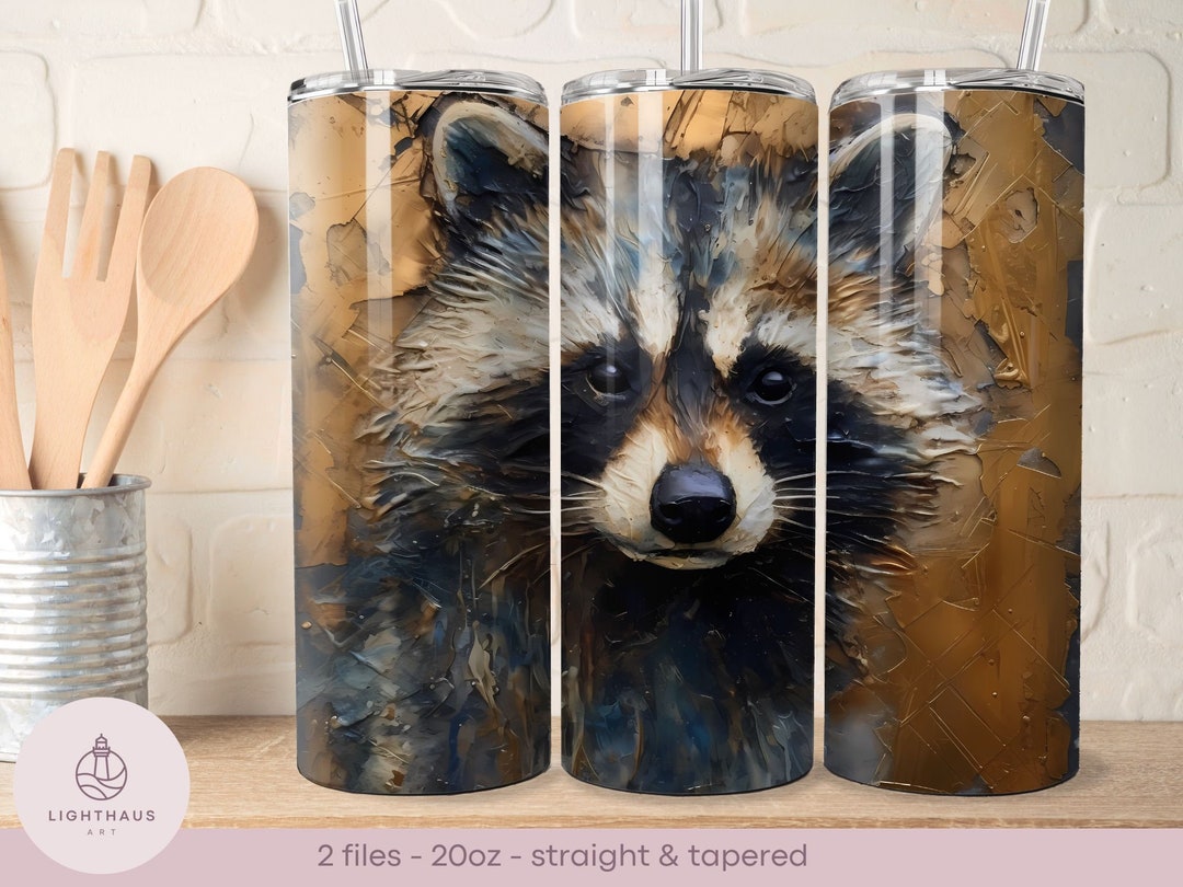 Copper Racoon 3D Racoon - Copper Metal Design - 20oz Tumbler Wrap - Straight and ...