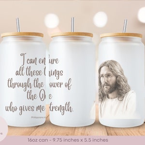 Jesus Bible Verse - Pencil Drawing Style - Frosted Glass Libbey Can Wrap - 16oz - PNG - Digital Sublimation Design - Instant Download