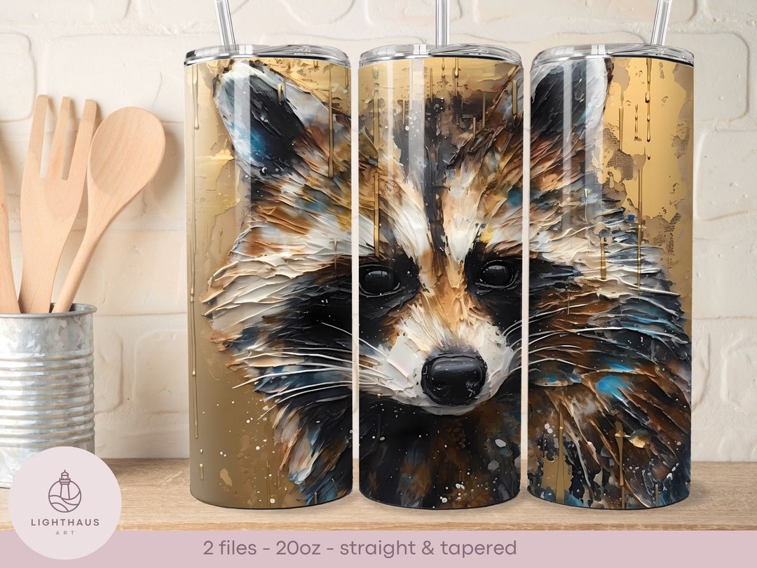 Copper Racoon 3D Racoon - Copper Metal Design - 20oz Tumbler Wrap - Straight and ...
