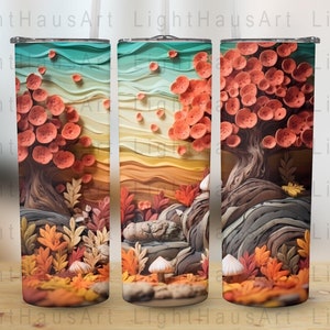 3D Autumn Landscape - Tumbler Wrap - Digital Sublimation Design - Instant Download