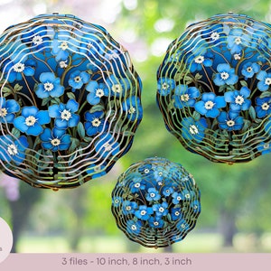 Forget-Me-Nots - Stained Glass Style - Wind Spinner Design - 3 sizes - Digital Sublimation Design - Instant Download