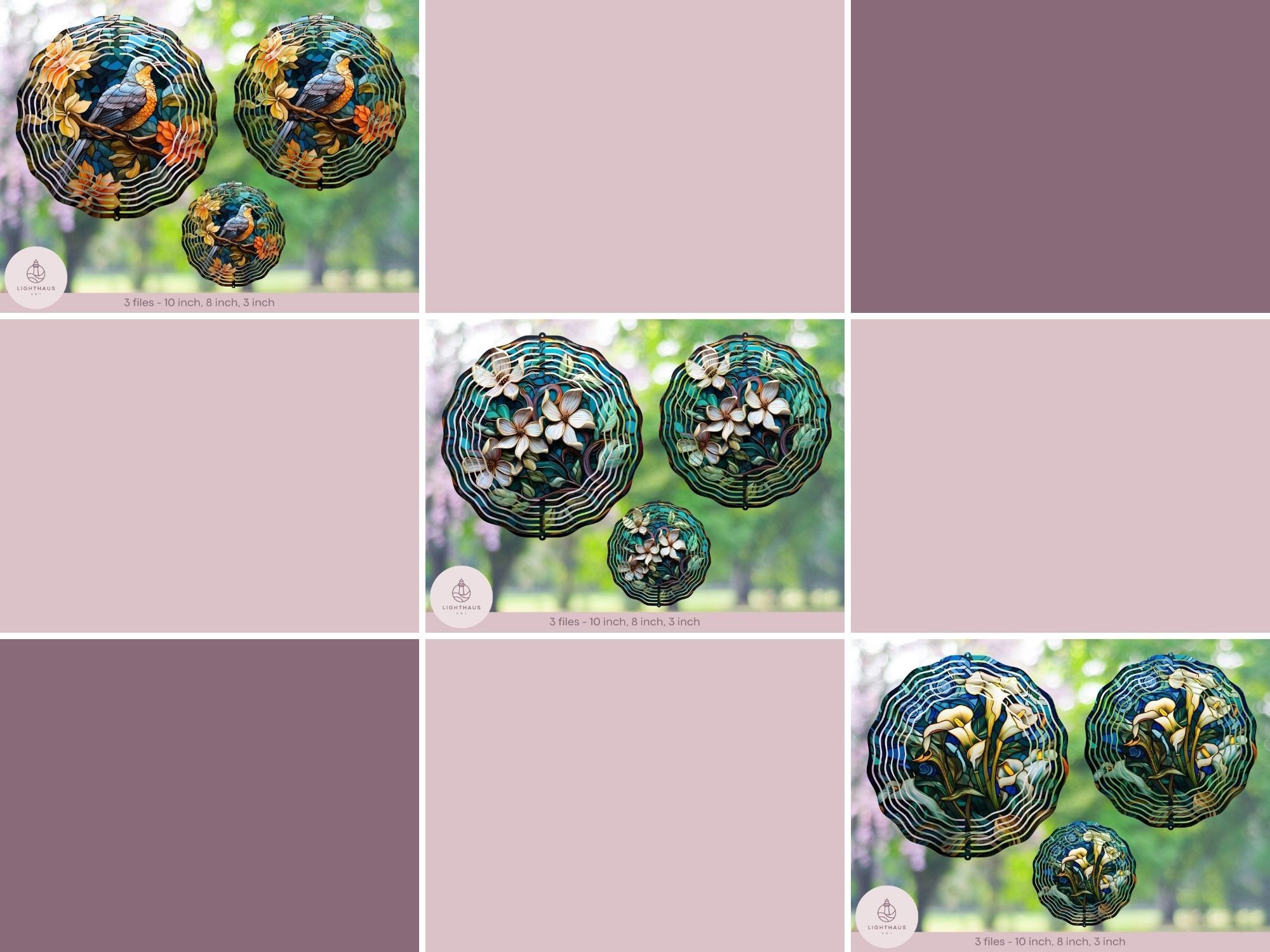 Stained Glass Wind Spinners Bundle 3 Sizes Digital Etsy