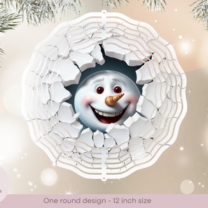 3D Snowman - Wind Spinner - 12 inch Design - Digital Sublimation Design - Instant Download