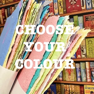 Choose your colour. Handmade Paper, 10 sheets recycled textured ephemera, thank you letters, invitations. Homemade paper, rustic paper