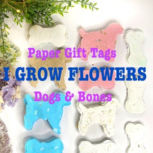 Puppy Dog Plantable Seed Tag, Bone Paper Shapes, Set of 8 individual tags, Puppy, Pet Lovers Handmade Recycled Paper, puppy shaped gift