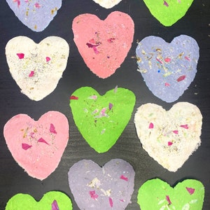 Assorted Colour Plantable Seed Paper Gift Tag Hearts, Stocking Filler, Eco Friendly Recycled Handmade Paper, Gift Bags, Gardeners Gift