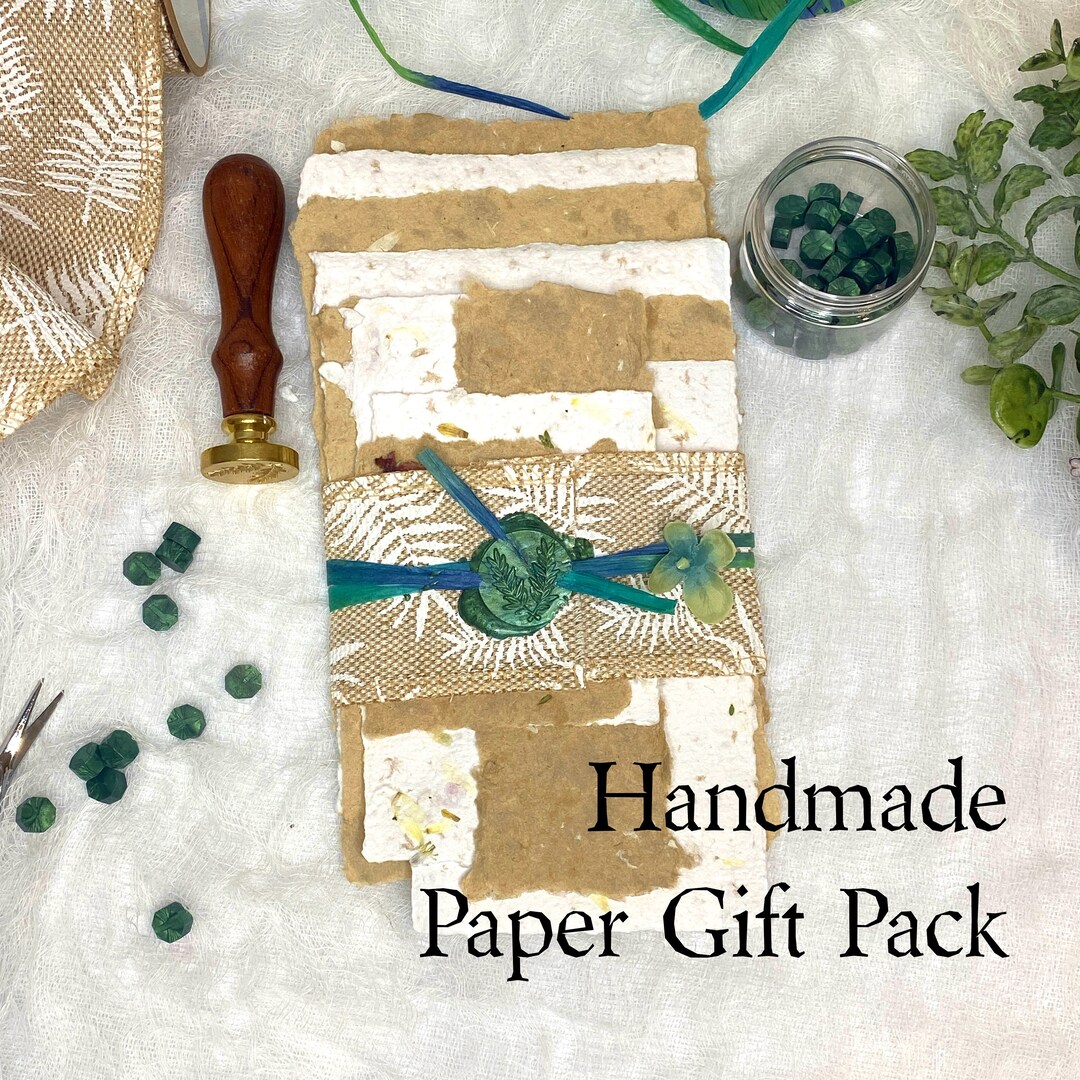 Handmade Paper Gift Pack, Bundle of Assorted Textured Ephemera, Thank ...