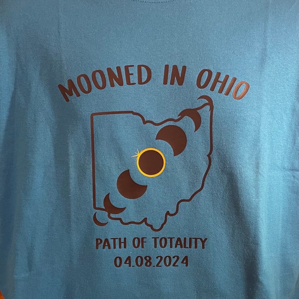 Ohio Path of Totality, Full Solar Eclipse, 2024, Mooned in Ohio, Original Design, Adult Unisex T-Shirt