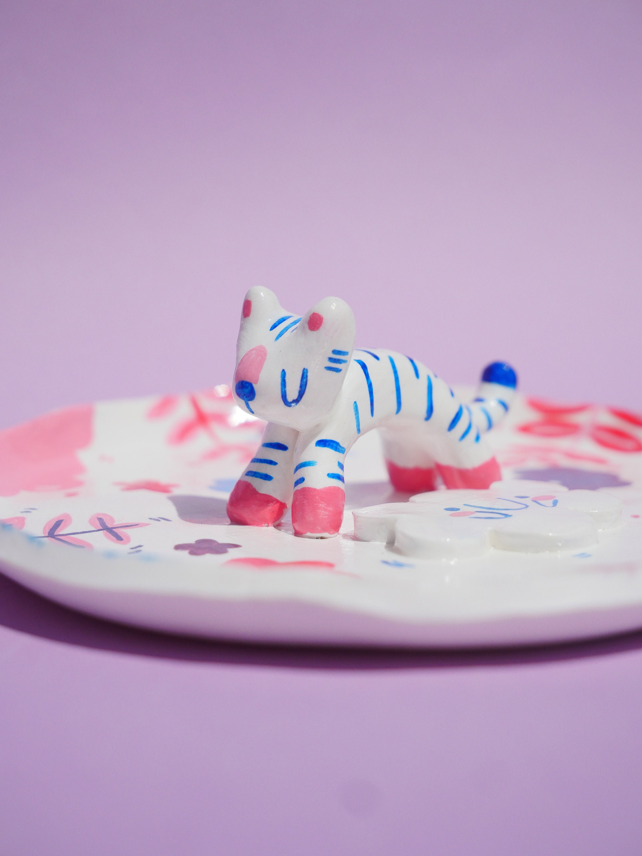 Standing Cute tiger Animal Trinket Tray Cute Clay Trinket Etsy