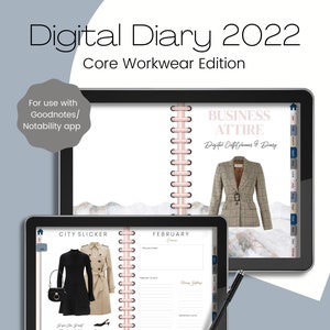 2022 Digital Diary with Outfit Planner & Fashion stickers - Suitable for GOODNOTES / NOTABILITY