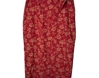 Lauren Ralph Lauren Floral Wrap Skirt Womens 16 Printed Midi Silk Linen Classic