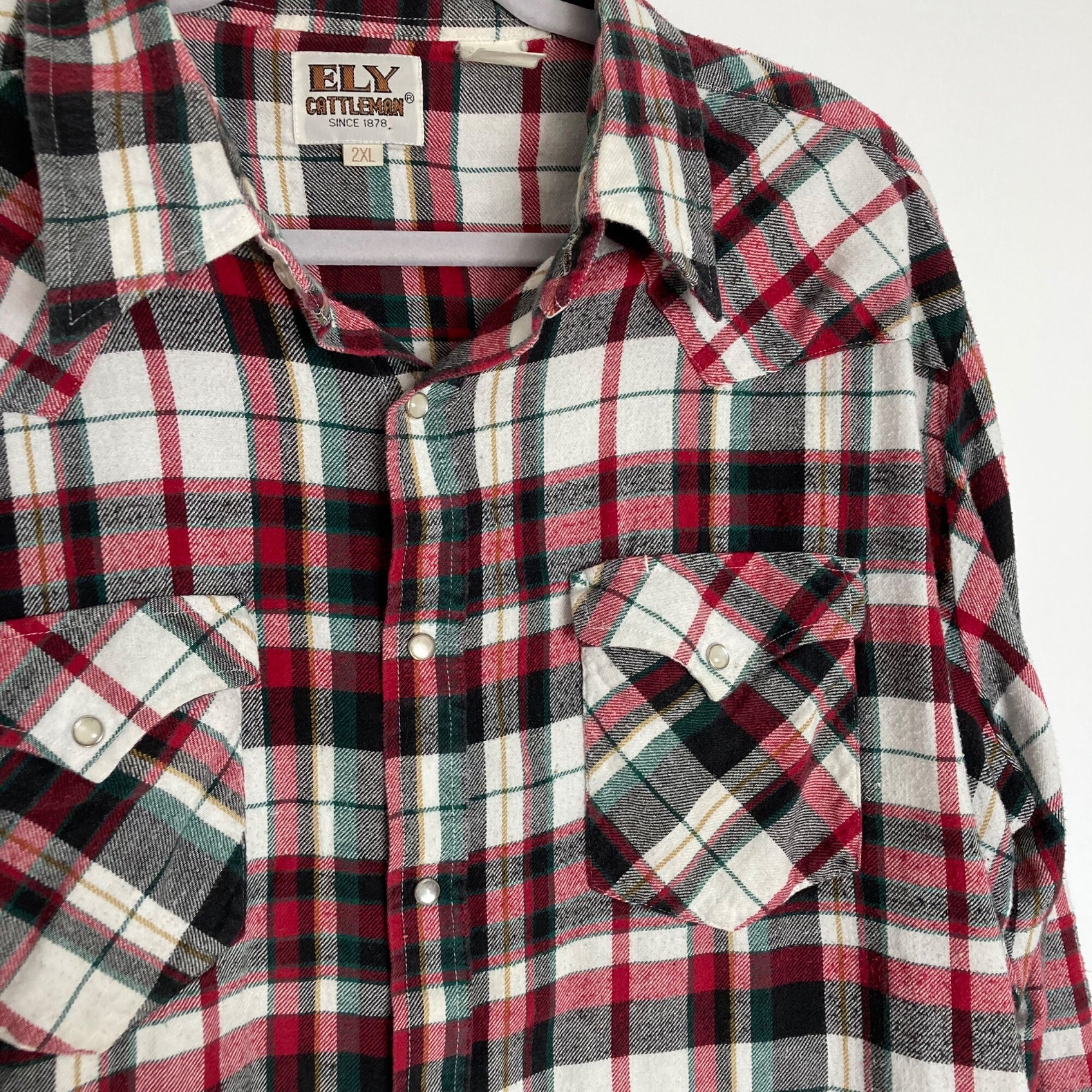 Vintage Ely Cattleman Red Plaid Flannel 