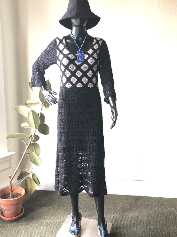 Modern Boho Chic Crotchet Black Dress